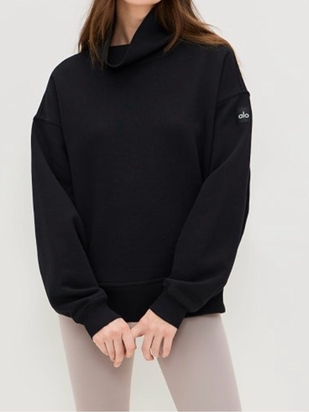 ALO Yoga Black Turtleneck Cowl Sweater